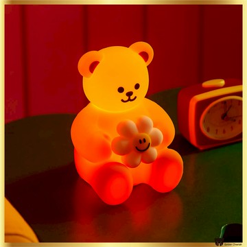 WIGGLE WIGGLE Touch 心情燈微笑和擺動熊 | 矽膠LED小夜燈USB充電可愛熊燈