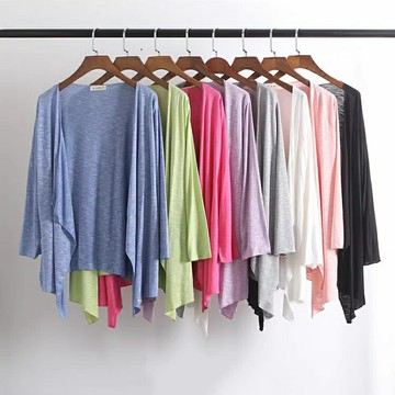 不規則開衫中長款防曬衣女秋裝大碼竹節棉外套寬松披肩空調衫【步行者戶外生活館】