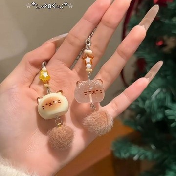 送教程💕包包創意掛件掛鏈可愛貓吊墜可愛手機掛飾殼手機鏈卡通貓咪吊墜毛線編織材料包  diy手作材料包 手作diy手作小