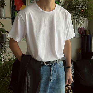 正韓涼感素色柔軟純棉U領短袖T恤 4色 YUPPIE 預購商品 0421