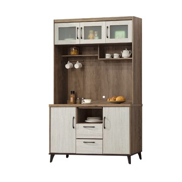 ASSARI-灰白4尺餐櫃全組(寬121x深40x高203cm)