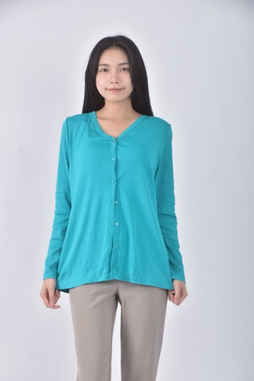 (L) lativ棉質綠色外套