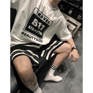 【陳發財】FA CAI 新款美式重磅小領口短袖男女同款寬松全棉T恤