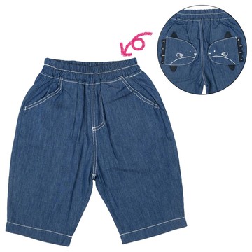 akachan honpo - 7分褲-口袋 刺繡-深藍色