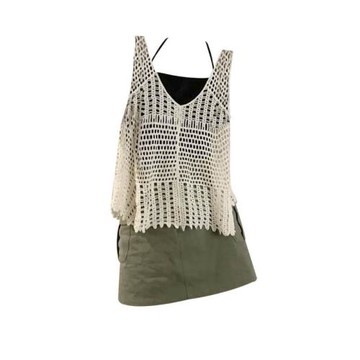 200斤外貿特大碼女裝速賣通亞馬遜歐美風鉤花鏤空背心馬甲半身裙