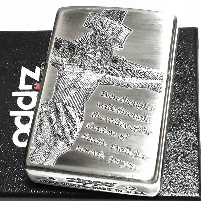 幅広type 新品 ZIPPO キリスト シルバーイブシ ジッポー ライター