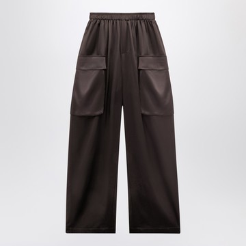 Dark brown Delny satin cargo trousers