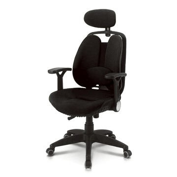 【DonQuiXoTe】韓國Grandeur雙背透氣坐墊人體工學椅-黑