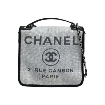 CHANEL 香奈兒 灰色 Deauville 沙灘肩背包 編織草編帆布（無卡） 【二手名牌BRAND OFF】
