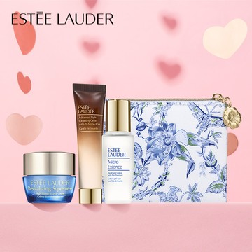 幫你打氣UP↑ 美力滿格💪【Estee Lauder 雅詩蘭黛】淨顏透亮保養組(潔顏蜜15ml+原生露15ml+膠原藍霜7ml)｜生日禮物