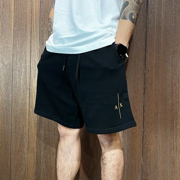 美國百分百【全新真品】Armani Exchange 短褲 棉質 休閒褲 男款 AX 短棉褲 logo 黑色 CJ98