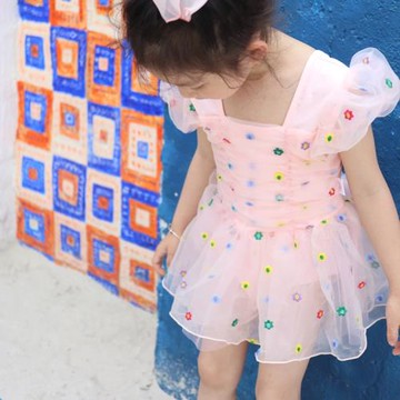 兒童連體泳衣透明紗裙款可愛風女孩女童游泳衣2025新款泳衣女寶寶