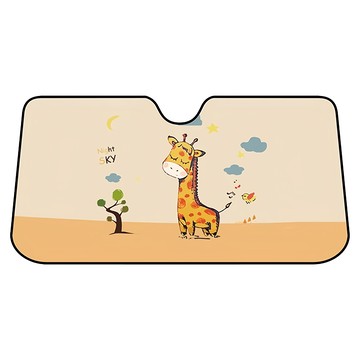 韓式五層防護鋁箔氣泡抗UV遮陽前擋  晚安鹿 米色  1個  140 x 75cm