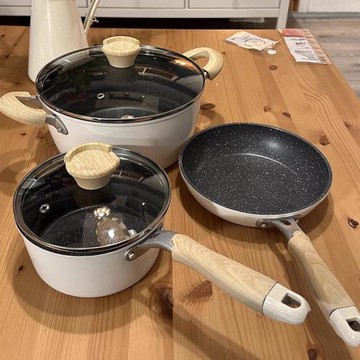 廚具鍋具套裝全套家用高顏值不粘鍋炒鍋湯鍋煎鍋三件套四件麥飯石