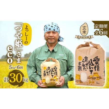 ふるさと納税 令和5年産よっしーの「つや姫」さまeco（玄米）5kg×6 米 お米 おこめ 山形県 新庄市 F3S-1629 山形県新庄市