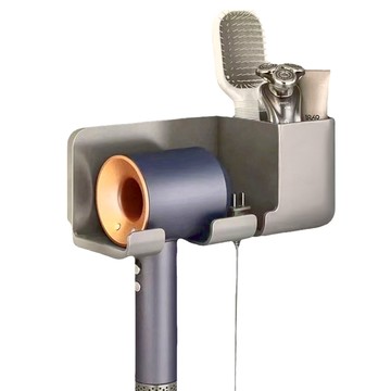 吹風機收納置物架  白色 + 灰色  1組