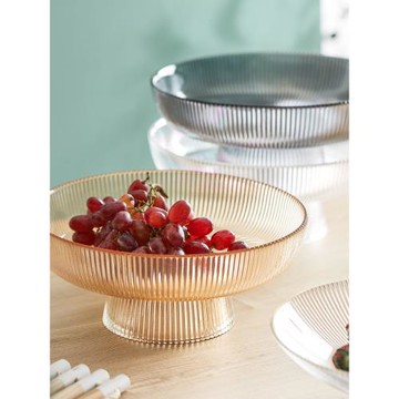 水果盤輕奢風現代簡約玻璃家用客廳茶幾2026新款瓜子零食高腳托盤