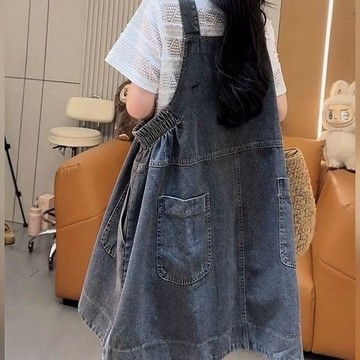 🍉大碼女裝牛仔揹帶裙胖妹妹顯瘦連衣裙女夏季新款寬鬆顯瘦百搭時尚