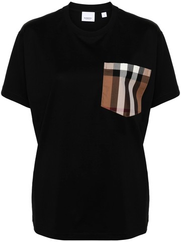 T-shirt in cotone con tasca check-S