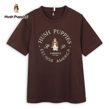 Hush Puppies T恤 男裝經典立體文字刺繡狗T恤