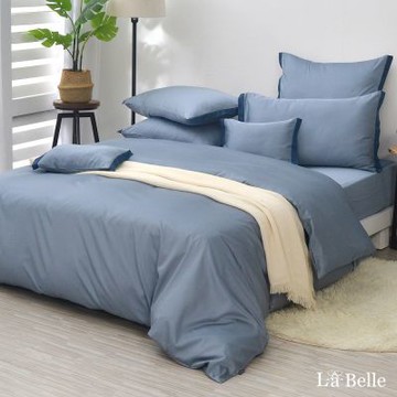 【Great Living格蕾寢飾】La Belle 翩翩絮羽-雅仕藍 雙人天絲棉四件式被套床包組