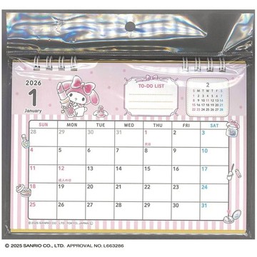 小禮堂 Sanrio 三麗鷗 美樂蒂 2026 線圈迷你桌曆 (銅板小物)