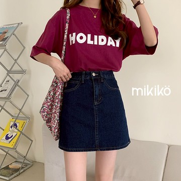 美木子｜牛仔短裙｜深藍A字裙 無彈性 S-XL【B30210】經典牛仔裙 深藍短裙 牛仔A字短裙 牛仔半身裙 迷你裙