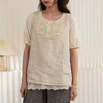 刺繡圓領背心上衣254912