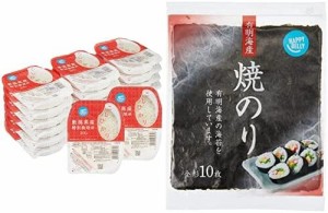 Happy Belly パックご飯 新潟県産こしひかり 200g×20個(白米) 特別栽培米と焼きのり10枚のセット