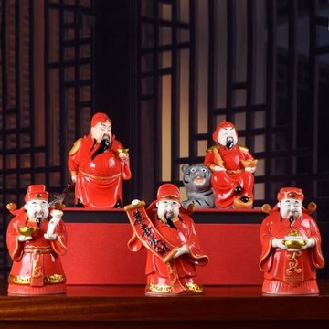 武圣關公神像財神關二爺關羽陶瓷創意客廳辦公室五路財神招財擺件