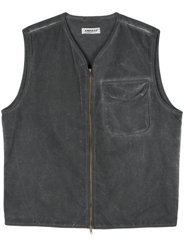 A Paper Kid - logo-print faded-effect vest - unisex - Nylon/Nylon/Cotton/Cotton - S - Grey