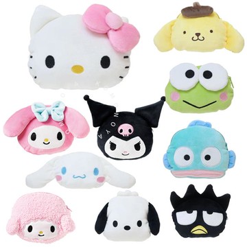 小禮堂 三麗鷗 絨布造型拉鍊收納包 (大頭款) Kitty 美樂蒂 布丁狗