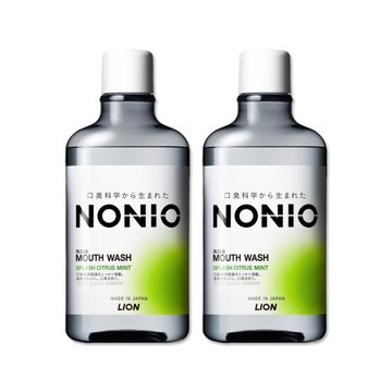 (2瓶超值組)日本LION獅王-NONIO持久清新沁涼特調香調終結口氣漱口水600ml/瓶-澄橘薄荷(綠)(薄荷涼感因子長效淨味潔口液,除黃垢潔齒水)