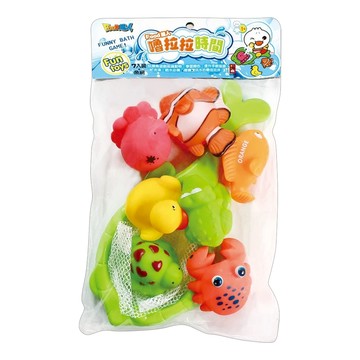 風車圖書 FOOD超人 嚕拉拉時間 沐浴玩具 Baby趣味撈魚遊戲 多種動物造型 安全可揉捏材質 訓練孩子手眼協調  1組