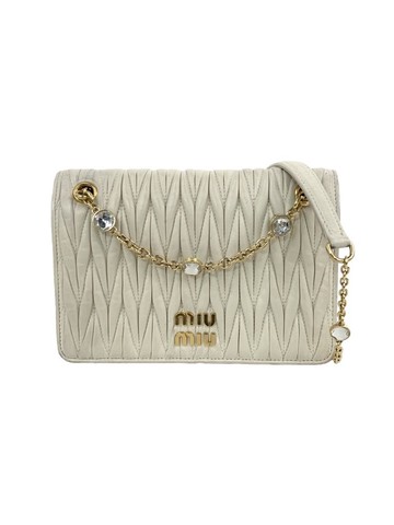 miu miu 杏色 Matelassé Chain Bag 羊皮鍊條肩背包 鍊條包