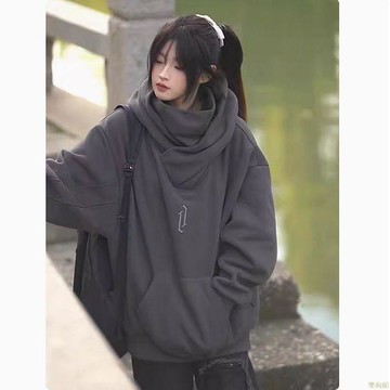 社恐帽T 帽Ti人社恐忍者黑武士立領衛衣男款秋冬季情侶新款美式潮牌重磅外套