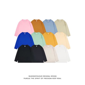 悟空有貨潮牌簡約純色內搭打底長袖T恤男街頭寬松情侶休閑百搭tee