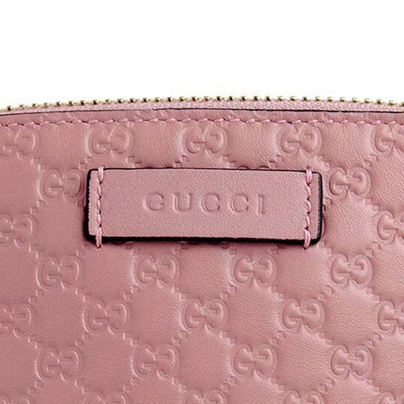 格安新品 GUCCI マイクロシマ 化粧ポーチ 449893 ピンク gg柄 本革 aob