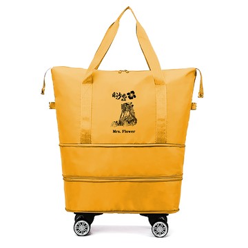 【花太太x白沙屯媽祖】大容量旅行收納包（擴充容量 加裝四輪輔助）-黃色_廠商直送