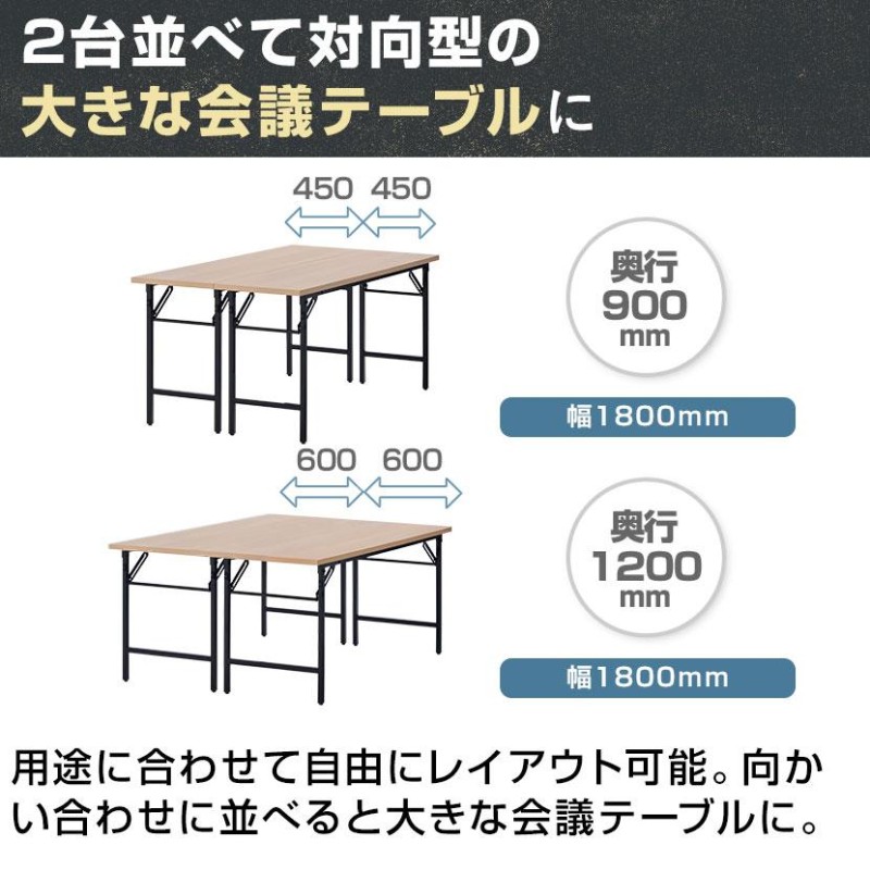 法人様限定 会議用テーブル 折りたたみテーブル 棚付き 幅1800×奥行600