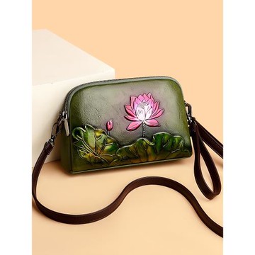 橫款手機包小包包女2025新款真皮氣質民族風中老年媽媽錢包斜挎包