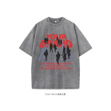 From Mars 我的記憶中 復古街頭做舊人物字母印花短袖T恤寬松夏季
