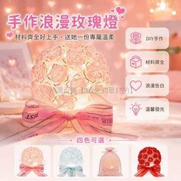 台灣出貨✨ DIY玫瑰花小夜燈 情人節浪漫禮物 簡約現代風格 手工製作材料包 自製送女友 創意裝飾燈具