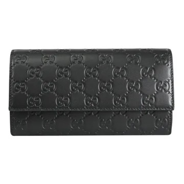 GUCCI 779785 GG LOGO壓花皮革翻蓋釦式長夾.黑