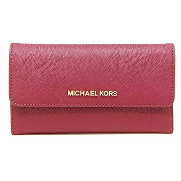 MICHAEL KORS - 掀蓋皮革拉鍊三折長夾 (紅色)