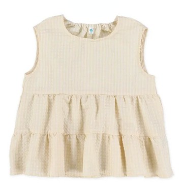 日本西松屋 - 可愛波浪結層次背心上衣-米白