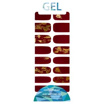 GLOSSYBLOSSOM Gel Shine Strips 美甲貼 Set Contemporary 20 Double-ended strips  點金酒紅  1組