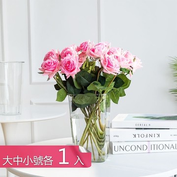 【荷生活】方形高筒簡約大氣裝飾花瓶 高透PET材質堅固耐用方形醒花桶-大中小號各1入組