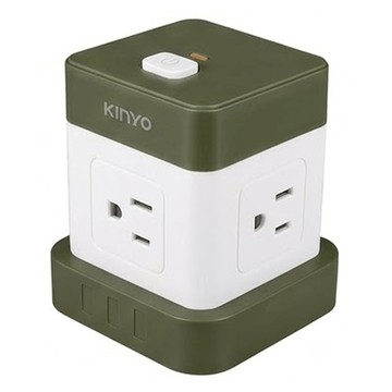 Kinyo 1開4插立方延長線 3孔 83 x 83 x 102mm 380g  1.2m  白色 + 黑色  1條