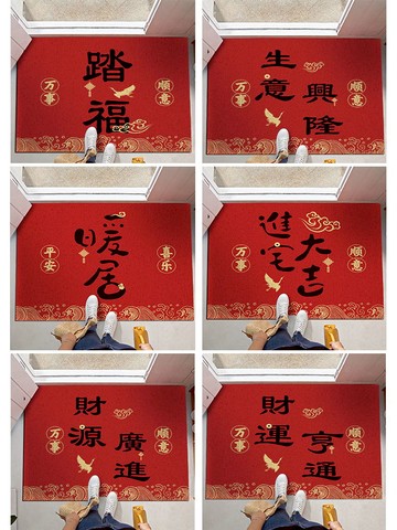 進門口地墊絲圈新中式喬遷新居入戶門家用腳墊剪裁耐臟地毯門墊